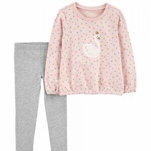 NWT Carter's Baby Girl 2-Piece Amour Top & Legging Set